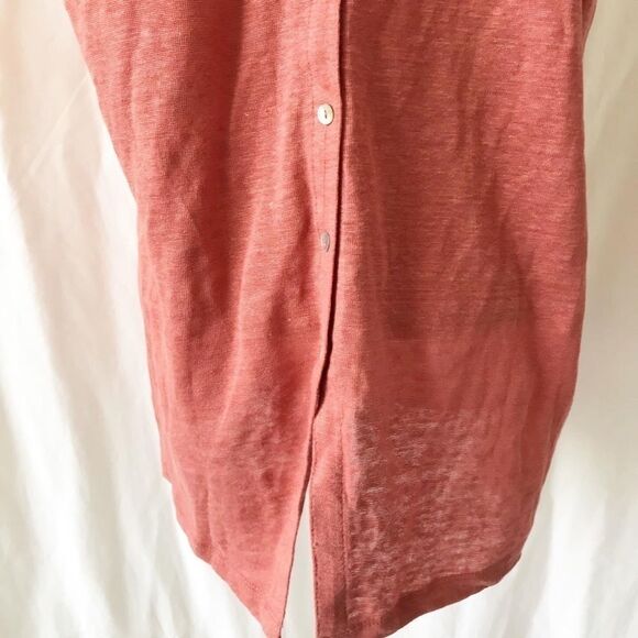 Tahari NWT peach 100% linen button back top Size M - Picture 7 of 9